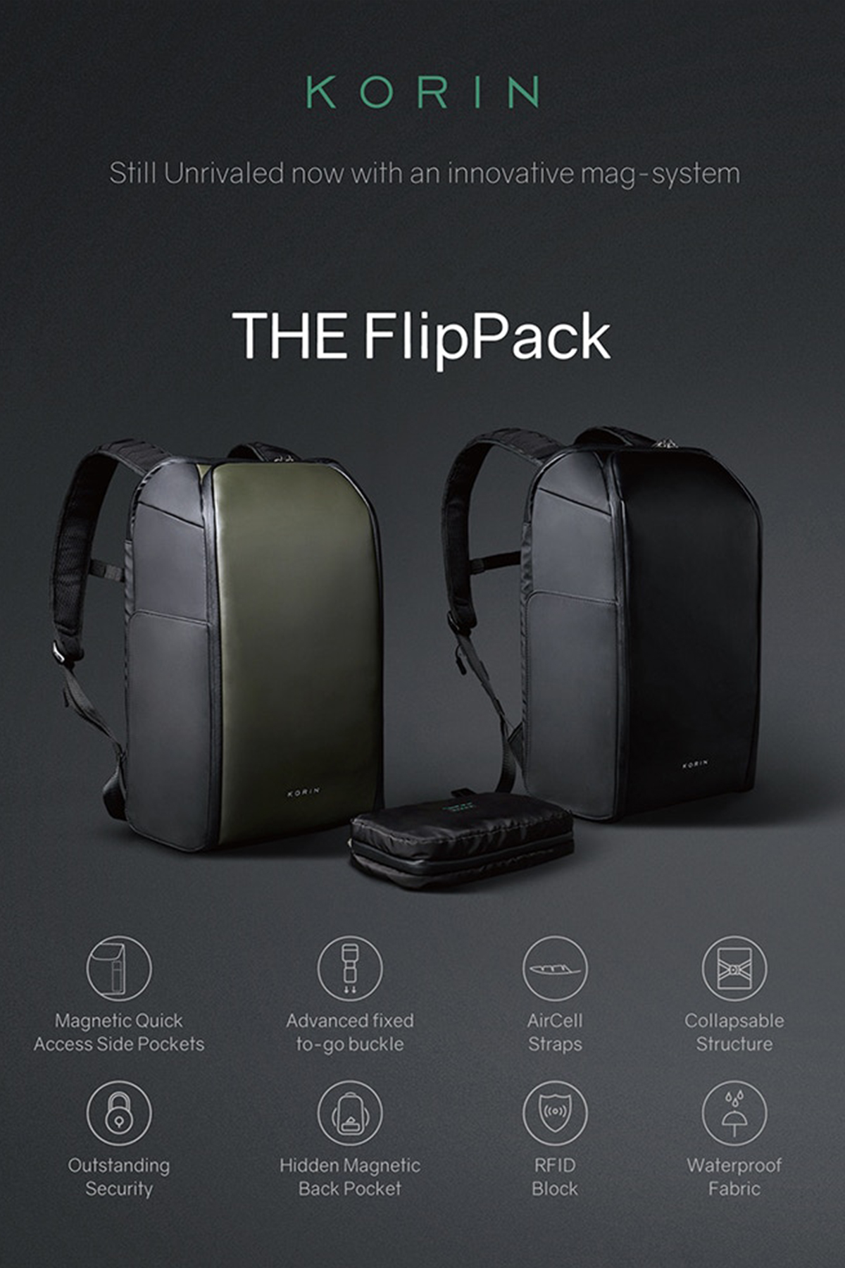 KORIN Design FlipPack – Anti-theft & Innovative Mag-System